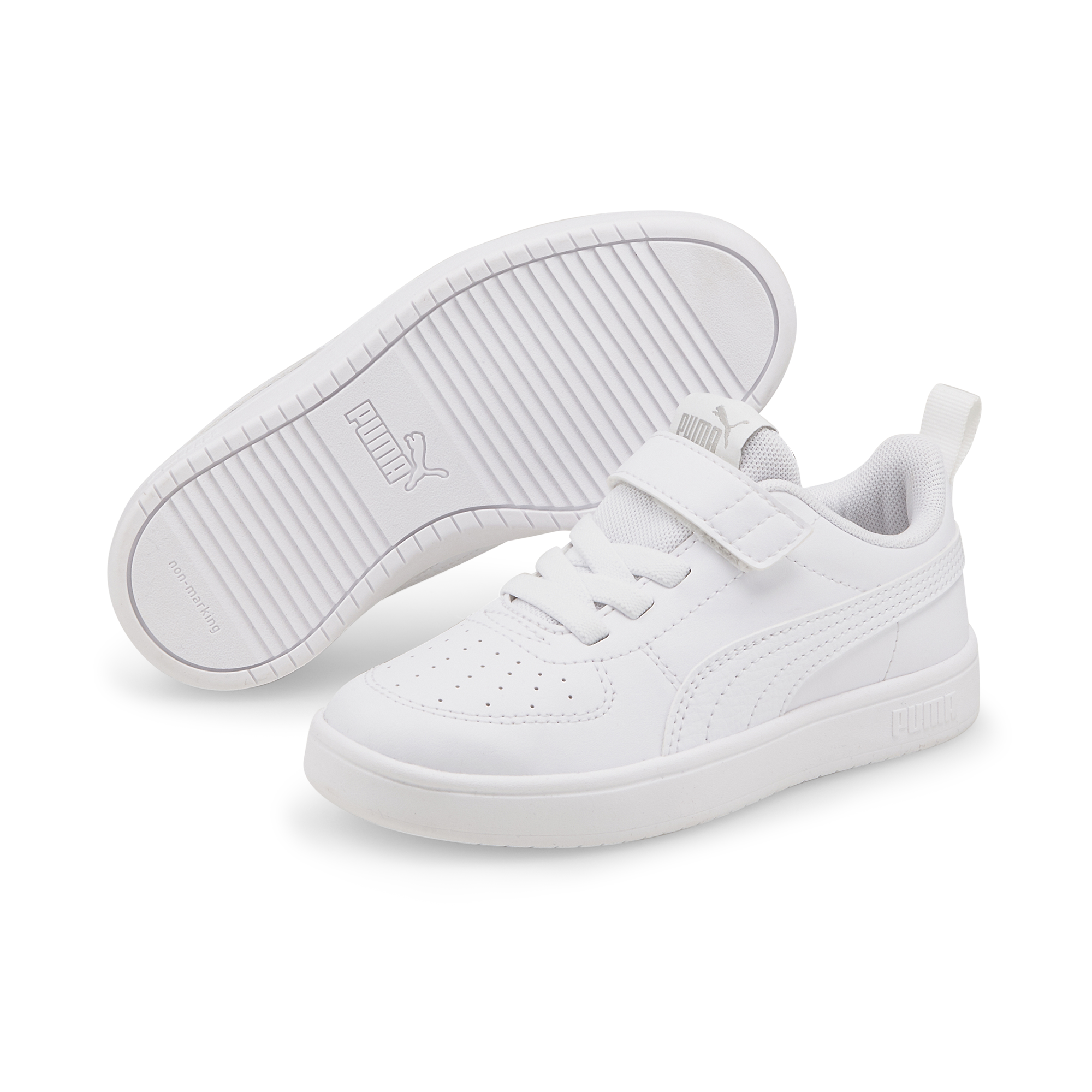 Sneakers bianche da bambina con velcro e lacci Puma Rickie AC+ PS, Brand, SKU s344000217, Immagine 0